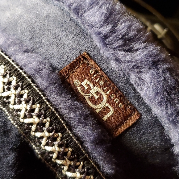 💥SOLD💥UGG Shearling&Blue Suede Bucket Winter Hat"New" - Picture 5 of 8